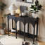 Black Solid + Manufactured Wood Rectangular Console Table-1246300649