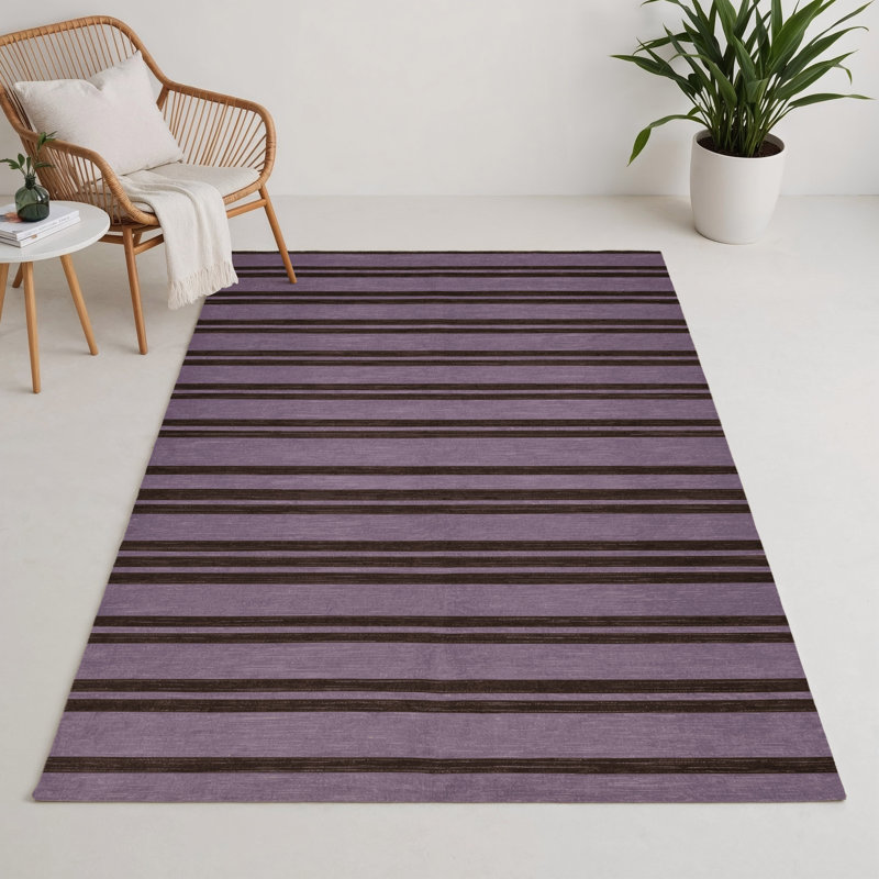 Tapis intérieur / extérieur rose HorizontalStripes, Rectangle 9 pi x 12 pi