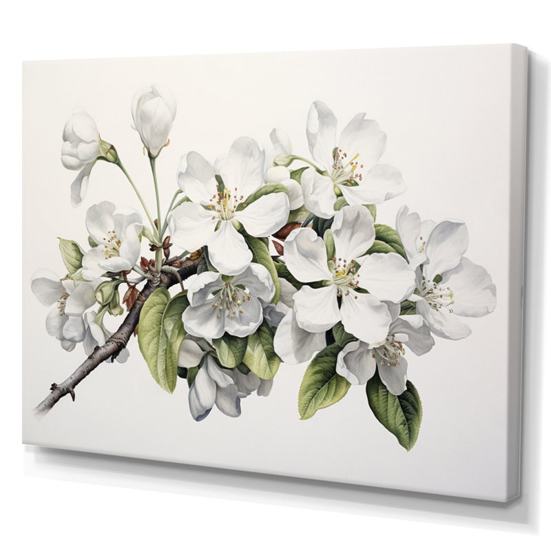 Fleur de pommier monochromatique élégance XXV III, reproduction sur toile, H 16 po x l 32 po x P 1 po, Toile tendue