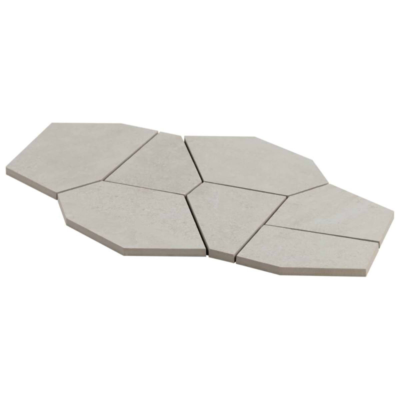 Era Organic Pattern Limestone Look Matte Porcelain Mosaic Tile, Linen White