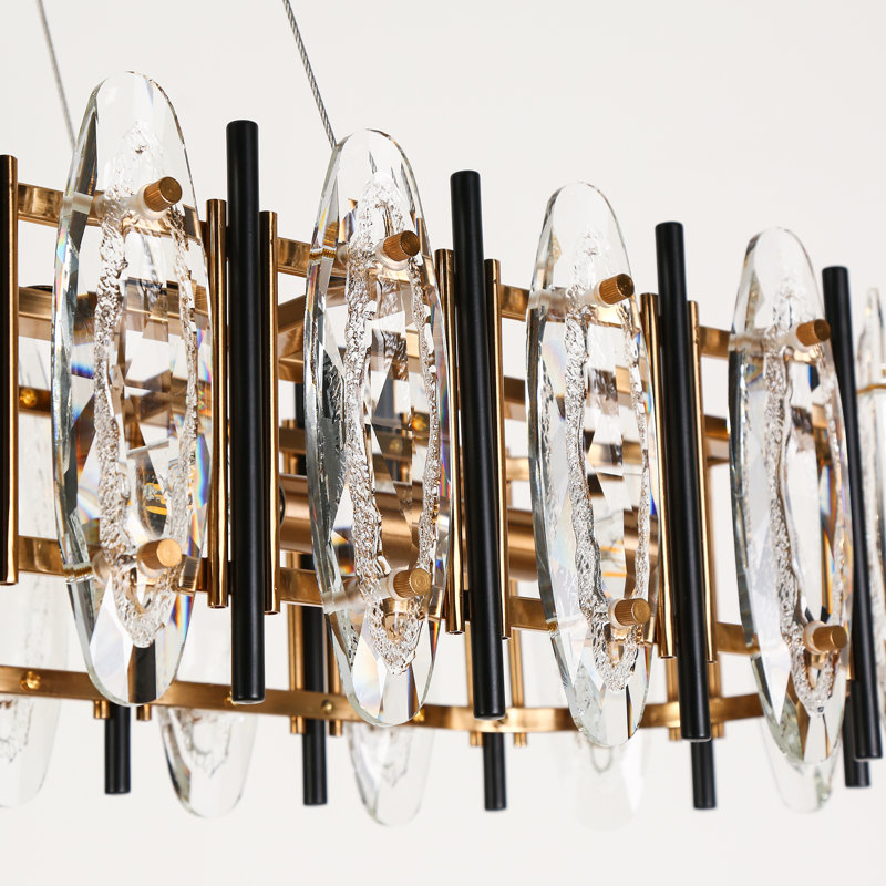 Lustre rectangulaire en cristal à 5 lumières à intensité variable Adyanna