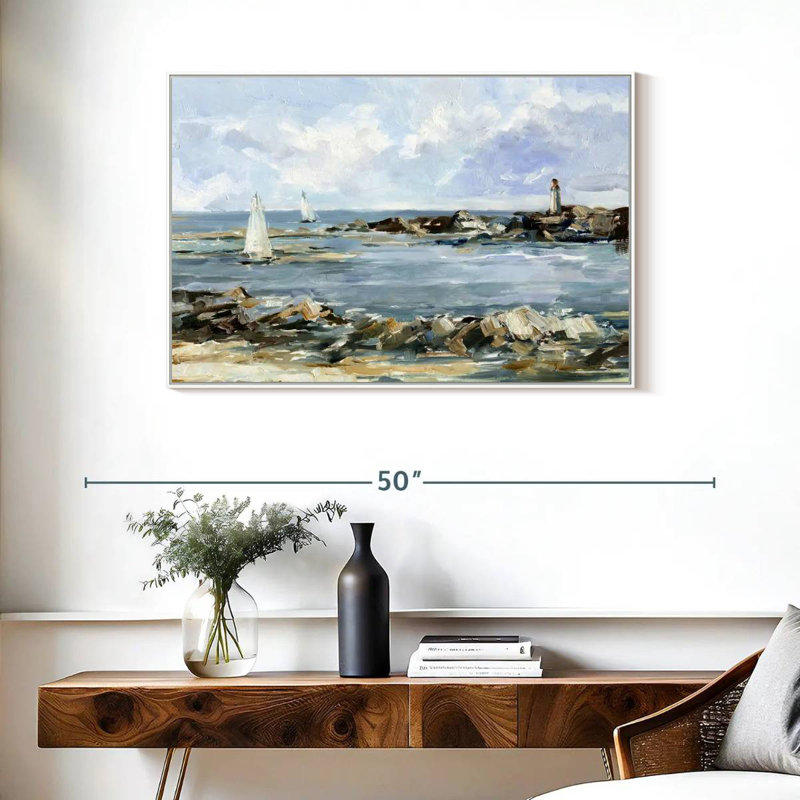Rocky Shore Coastline I, Floating Frame White, 37" X 25"