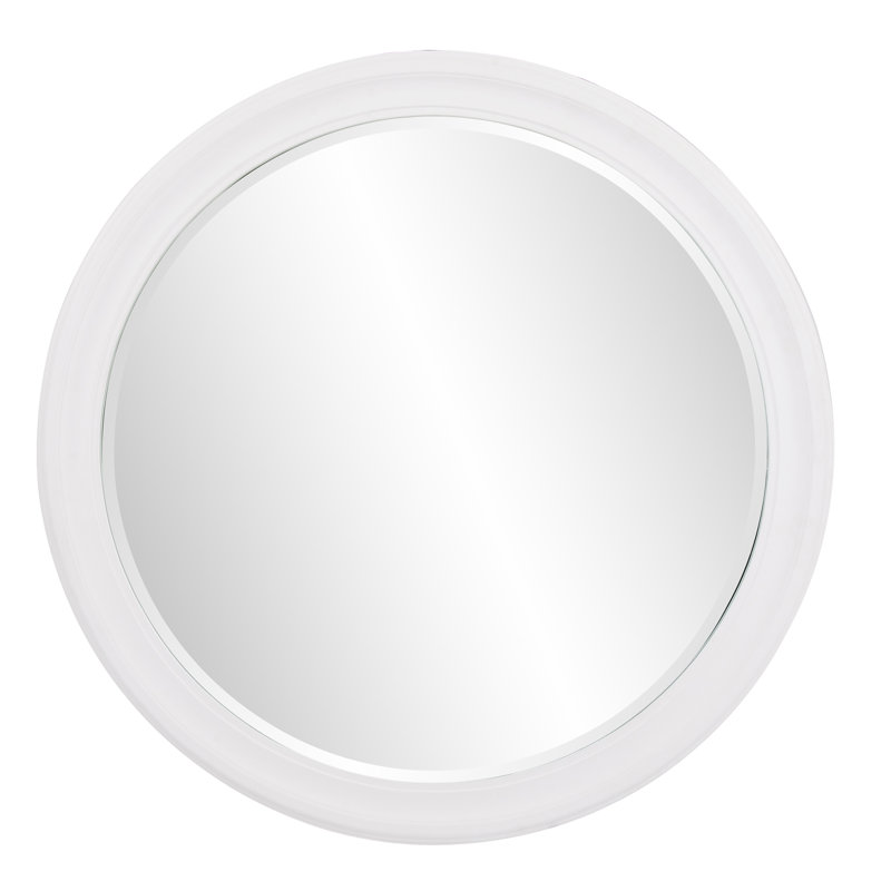 Meayki Solid Wood Round Mirror, White