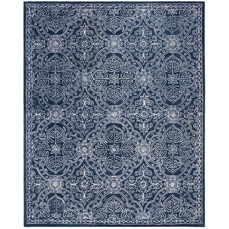 Lauren Ralph Lauren Etienne Hand Tufted, Wool, Navy / Ivory Area Rug, Rectangle 8' x 10'