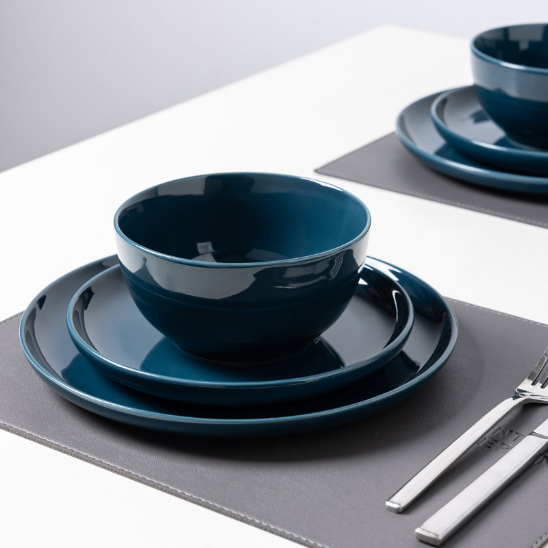  Service de table en grès 12 pièces Pure - Service pour 4, Bleu