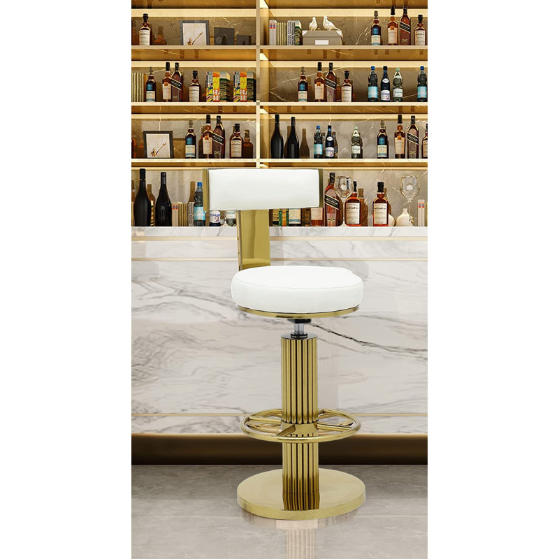 Fabrizio Upholstered Adjustable Stool, White