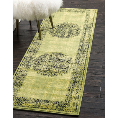 Tapis oriental vert olive Majestic