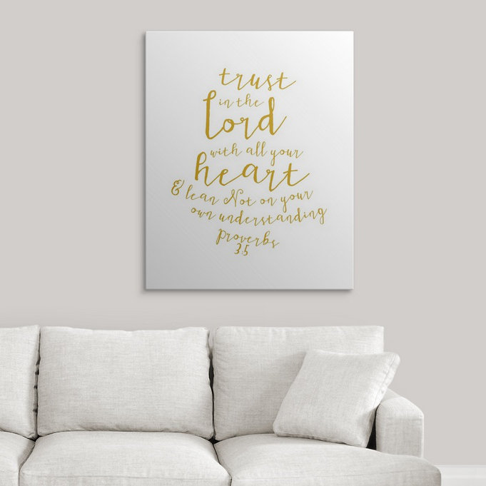 «Proverbs 3: 5 - Scripture Art», art textuel, H 10 po x l 8 po x P 1,5 po, Toile