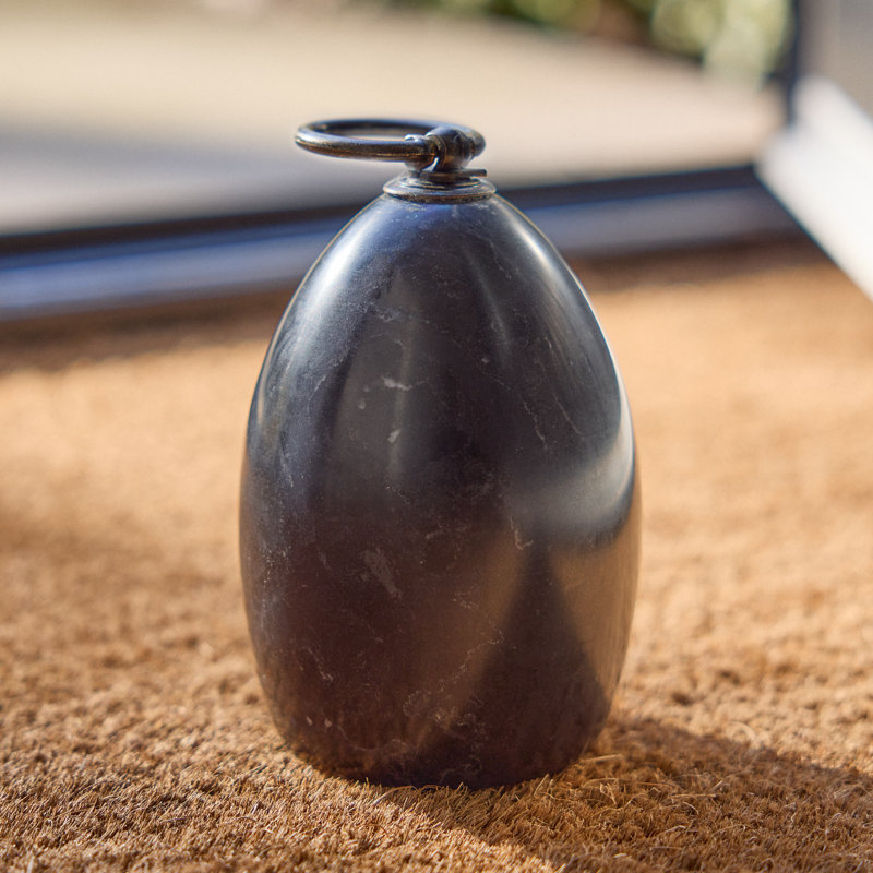 Heavy Marble Floor Door Stop, Black