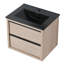 Meuble-lavabo moderne avec lavabo en céramique noire, 2 tiroirs à fermeture en douceur résilient avec lavabo, options de tiroirs robustes-1965796242