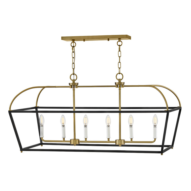 Tate 6-Light Chain-Hung Two-Tone Linear Chandelier