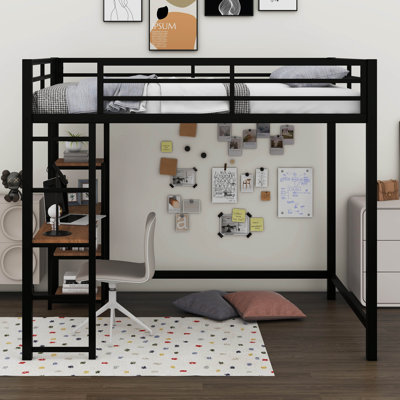 Byblos Full Size Metal Loft Bed With Built-In Desk And Storage Shelves by Mason & Marbles