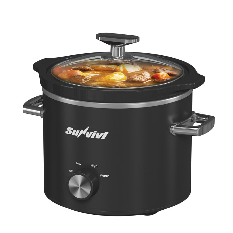 Petite mijoteuse 2QT avec 3 réglages de chauffage, Noir