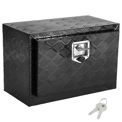 Coffret de rangement sous châssis pour camionnette, 61 x 30 x 36 cm, coffre à outils robuste en aluminium à damier avec serrure et clés, coffre de rangement étanche avec loquet à poignée en T pour camionnette, fourgonnette ou remorque.