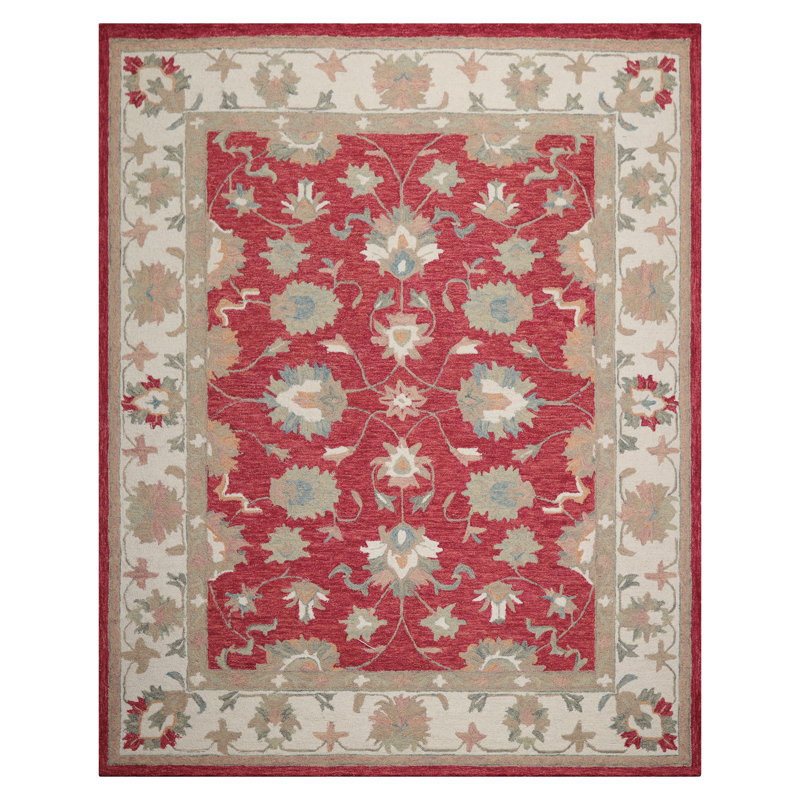Tapis oriental multicolore en laine crocheté à la main Agra, Rectangle 8 pi x 10 pi