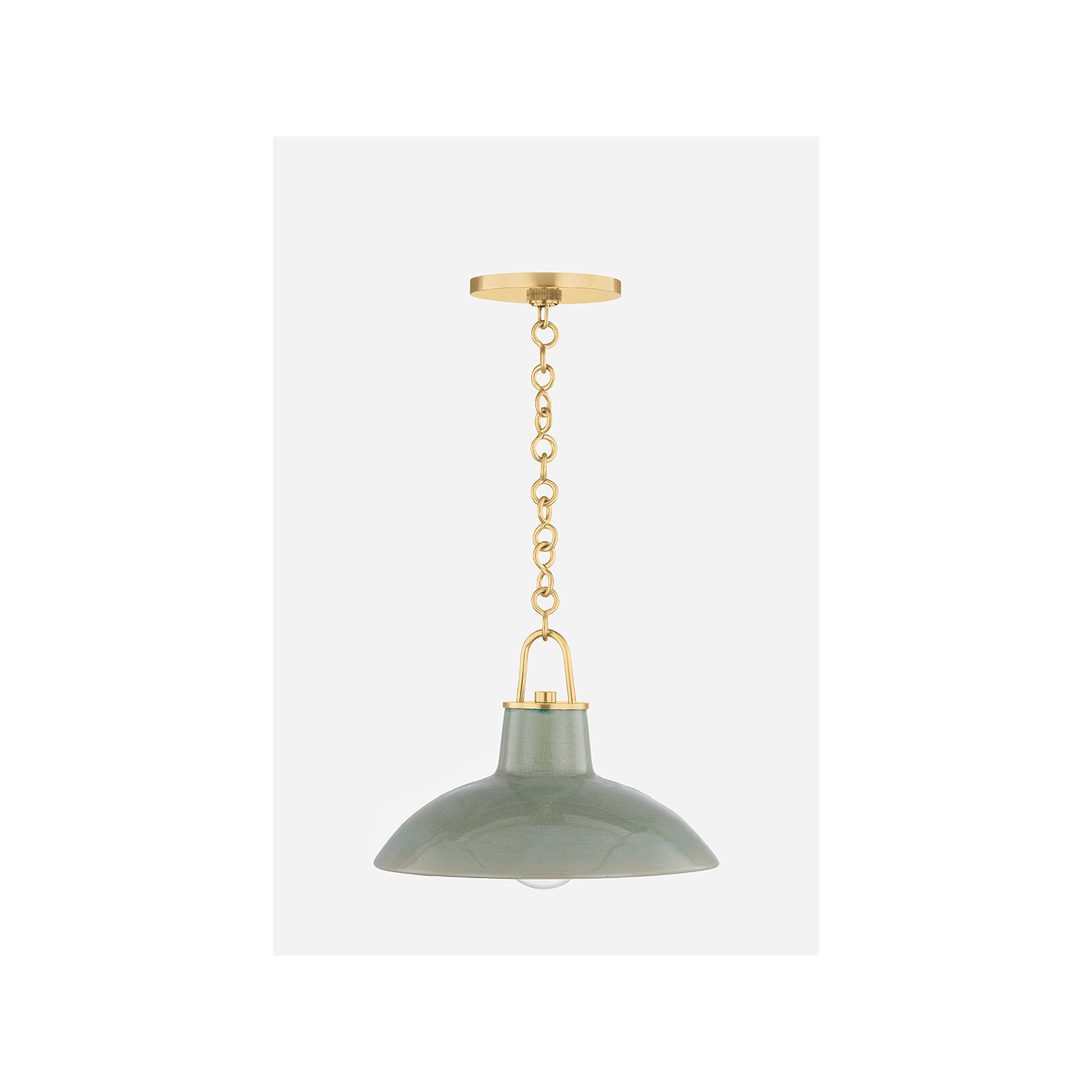 POTTERSVILLE Pendant, Brass, Teal, 10" H x 12.5" W x 12.5" D
