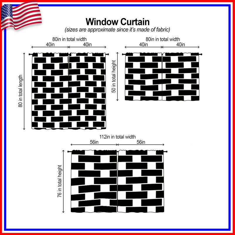 Rideaux obscurcissant et obscurcissant noir et blanc - 2 panneaux, 80in x 61in - 2 panels, Room Darkening