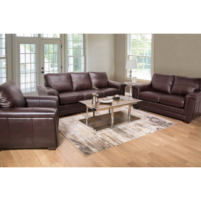 Cassius Three Piece Leather Living Room Set by Latitude Run