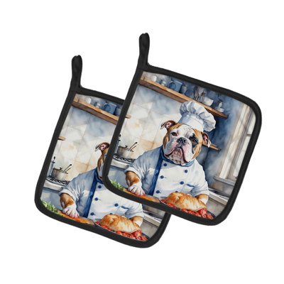 Caroline's Treasures The Dog Chef Polyester Potholder Set