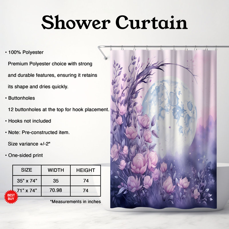 Cosmic Dream - 1 Piece Standard Shower Curtain, 74"H x 71"W