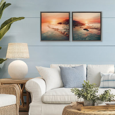Ensemble de cadre flottant 2 pièces Warm Sunset Melody, design par Lazar Studio