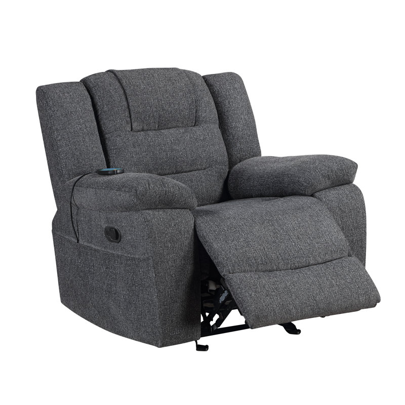 Hynes Chenille Glider Recliner, Dark Gray, Manual - Handle / Lever