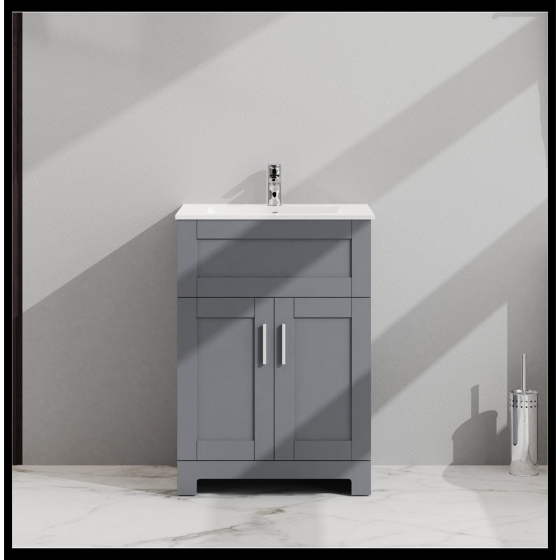 Meuble-lavabo simple 24 po avec plateau en céramique Deniela