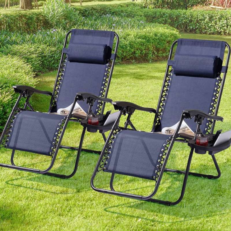 Daileen Folding Recliner Chair, Navy
