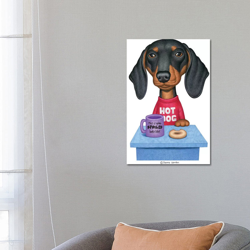 Black And Tan Dachshund Coffee by Danny Gordon - Wrapped Canvas Gallery-Wrapped Canvas Giclée