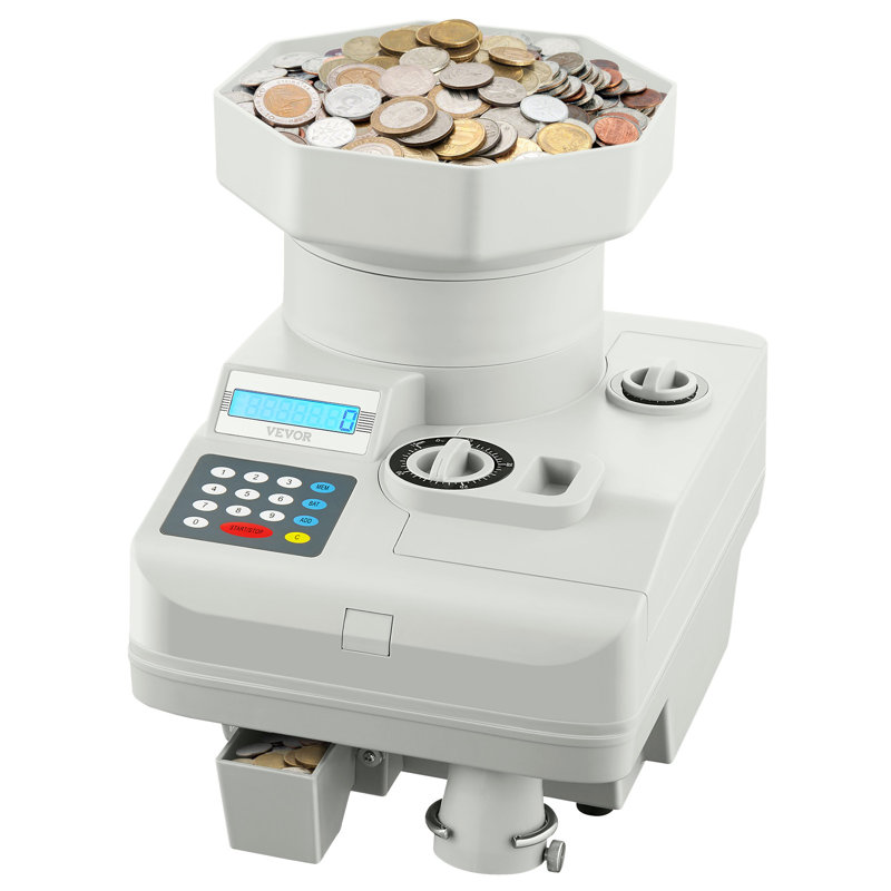 Coin Counter Professional Coin Sorter LED Display Holds up to 11000 Coins
