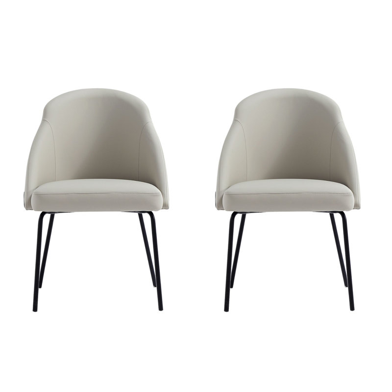 Fakenham Leatherette Dining Chair with Steel Legs, Tan, Black, 2