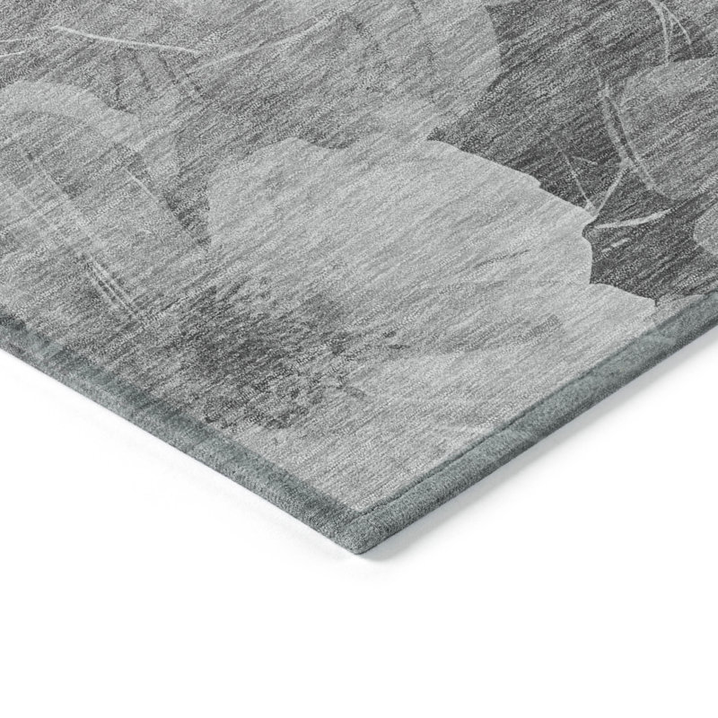 Tapis gris intérieur / extérieur lavable à la machine Claudian ACN1542, Rectangle 1 pi 8 po x 2 pi 6 po