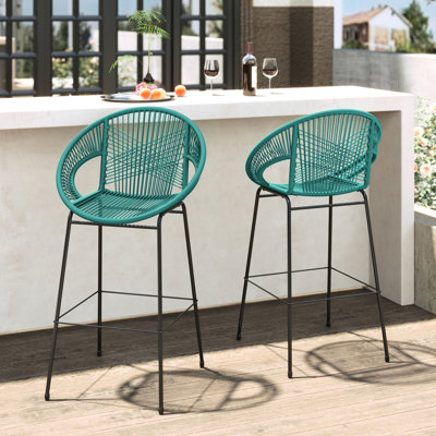 Faux patio extérieur noir de 2 pièces avec cadre et design exquis résistant aux taches polyvalentes