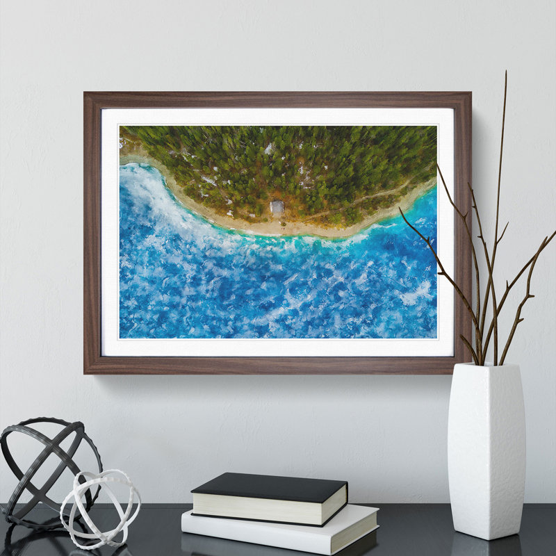 Beach in Canada - Picture Frame Painting, 48cm H x 65cm W x 2cm D, Walnut Framed