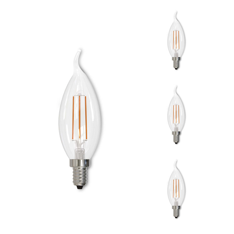 40 Watt Equivalent E12 Candelabra LED Light Bulb, CA10 Filament, 2700K Warm White Glow, 350 Lumens, Dimmable