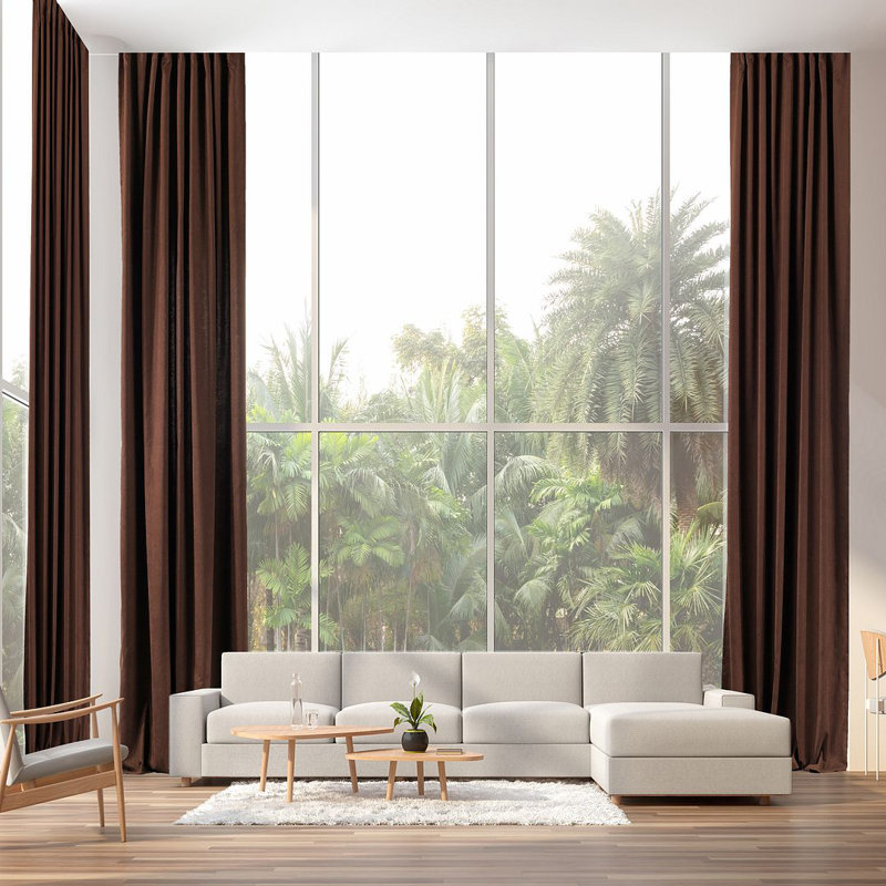 Room Darkening Single Curtain Panel, 130cm Width x 295cm Drop, Dark Brown