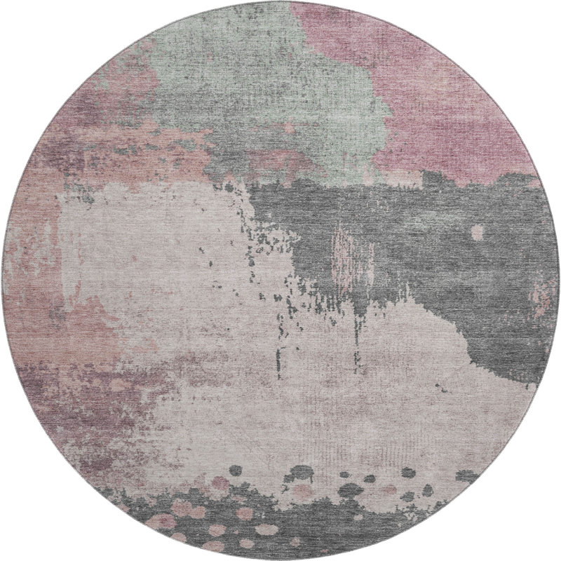 Premium Machine Washable Abstract Rug, Round 8'
