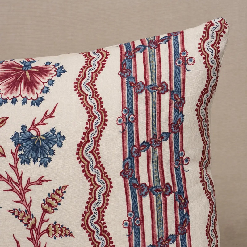 Parvati Floral Stripe Pillow, Rectangle 14"H x 20"W