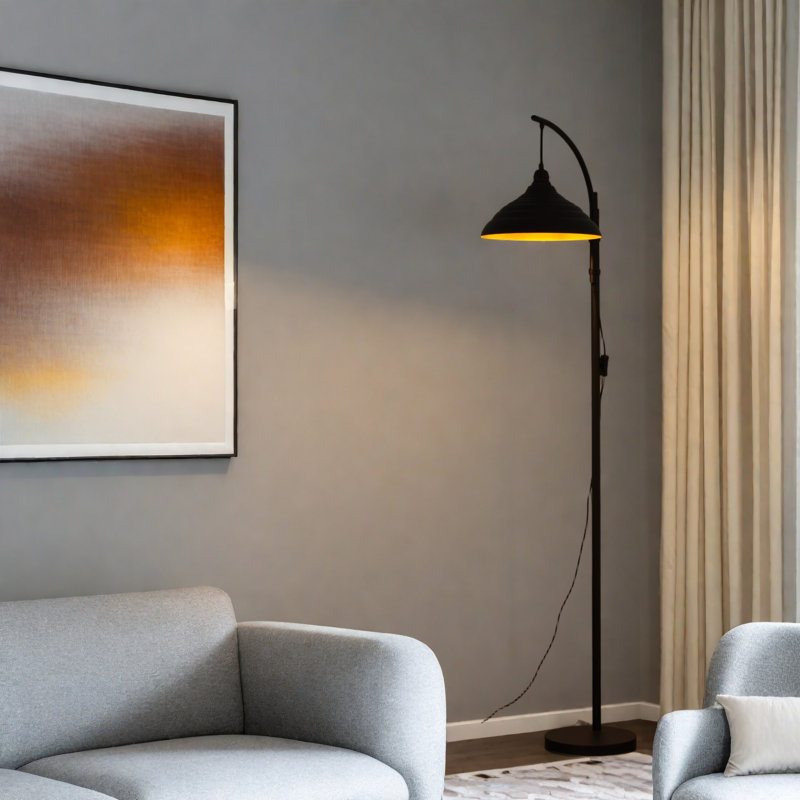 68.3'' Black Arched Floor Lamp 1-Light for Living Room