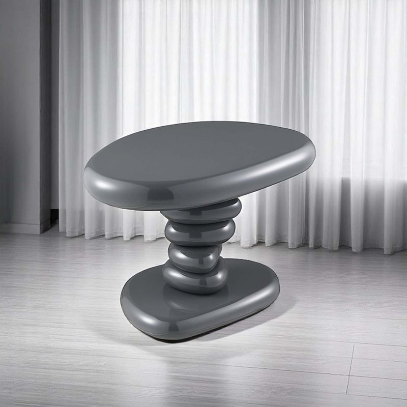 Irregular Shape End Table, Gray High Gloss