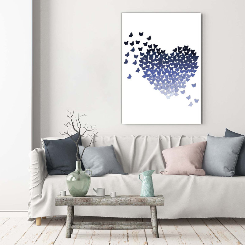Heart From Butterflies - Wrapped Canvas Print