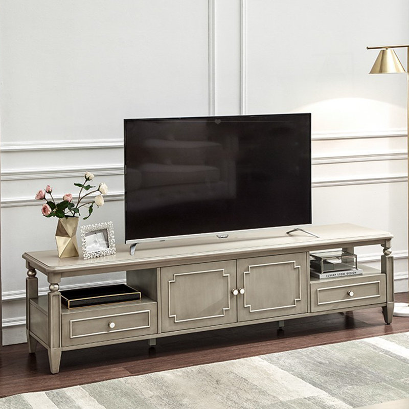 Meuble télé moderne en bois massif multicouche, 78.74"