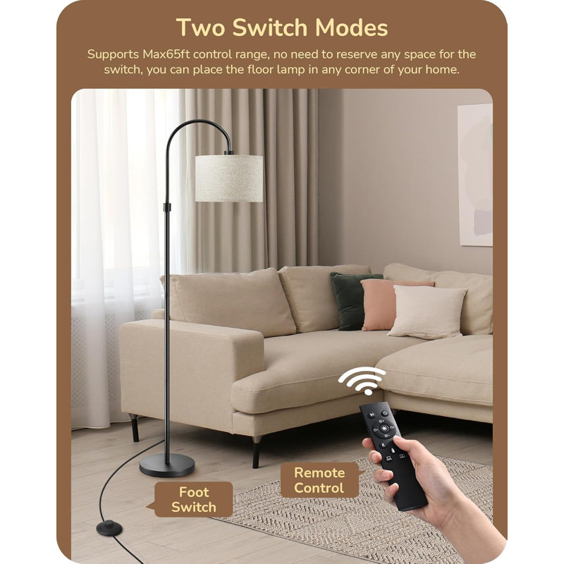 Dimmable Floor Lamp With Remote Control Modern Arc Standing Lamp