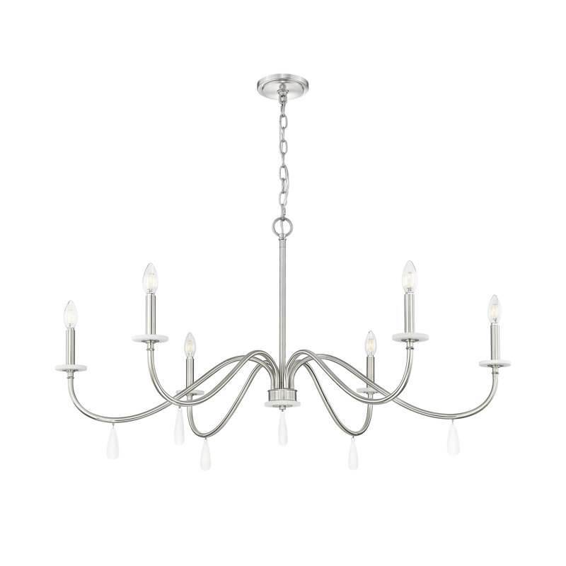 Lustre 6 lumières Paquette, Nickel brossé