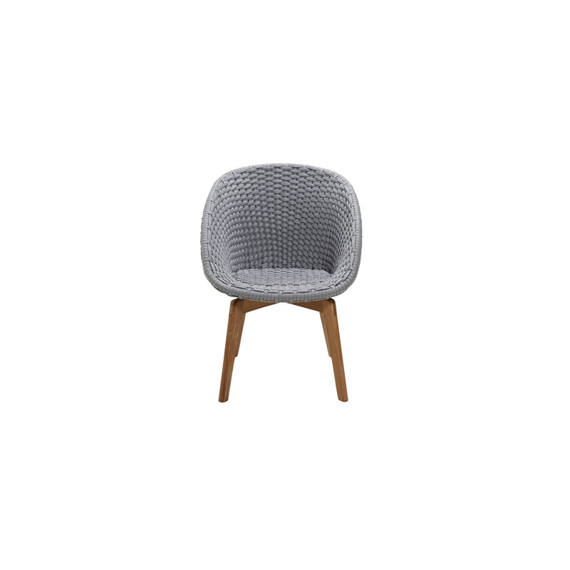 Peacock Patio Dining Armchair with Cushion, Light Gray/Teak