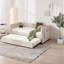 Lit de jour simple rembourré avec lit gigogne, port USB, poches latérales, dossier à motif en V moderne, aucun sommier nécessaire pour la chambre à coucher, la chambre d'amis (beige, simple)-204435715