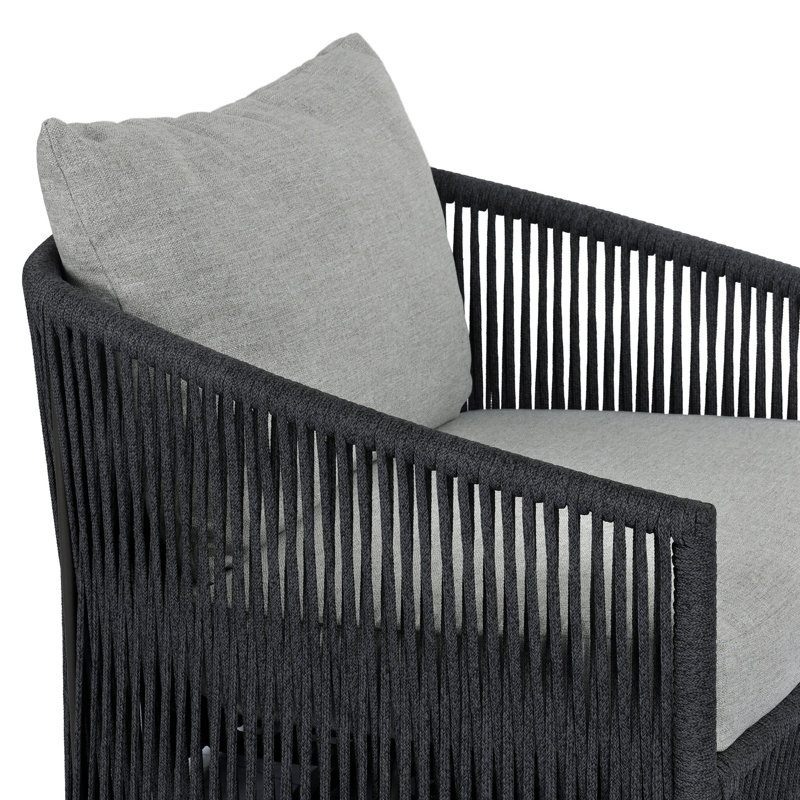 Porto Outdoor Swivel Lounge Chair, Alessi Slate, Thick Dark Gray Rope