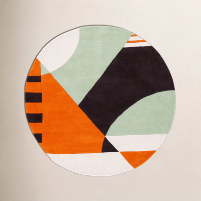 Kazu Green Brown Hand-Woven Abstract Rug