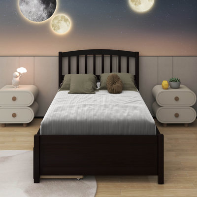 Twin Platform Storage Bed Wood Bed Frame With Two Drawers And Headboard