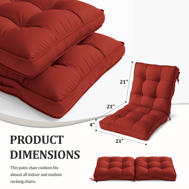 Outdoor/Indoor Seat / Back Cushion, Terra Red, 20" W x 39" D